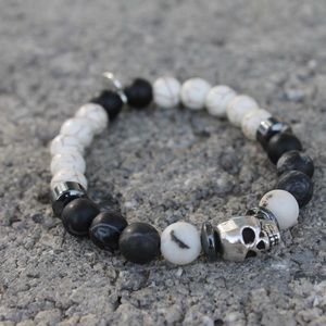 8mm Zebra Stone and Howlite bracelet